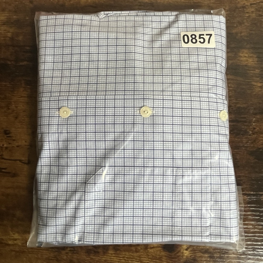 Eton Dress Shirt Men 16.5 - 42 Classic Light Blue Micro Check Button Long Sleeve - Picture 8 of 8